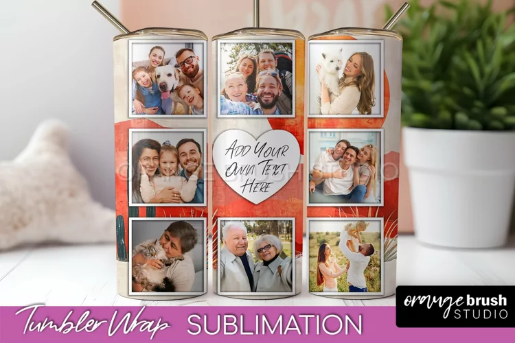 Photo Tumbler Wrap, Boho Family Frame Tumbler Sublimation