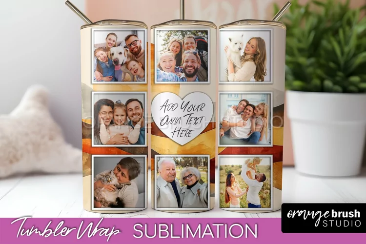 Photo Tumbler Wrap, Boho Family Frame Tumbler Sublimation
