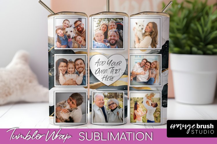 Photo Tumbler Wrap, Boho Family Frame Tumbler Sublimation example image 1
