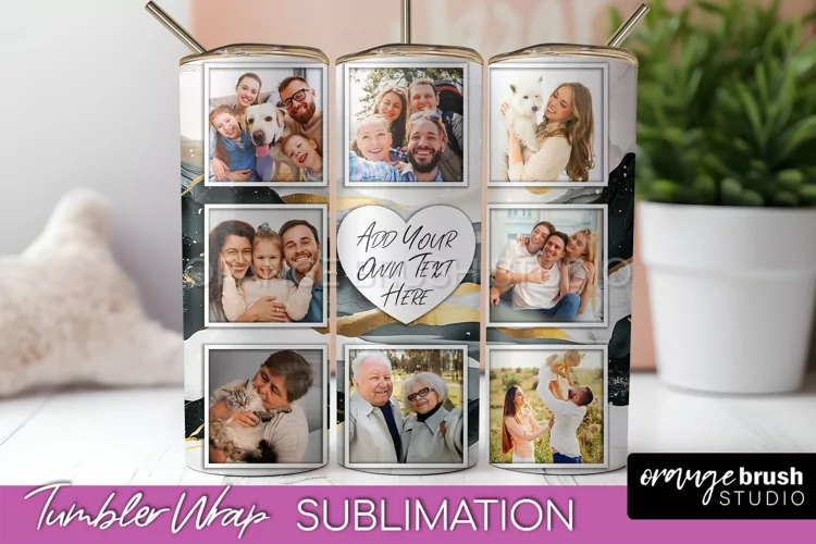 Photo Tumbler Wrap, Boho Family Frame Tumbler Sublimation