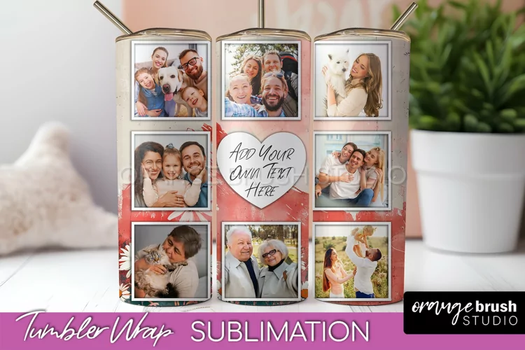 Photo Tumbler Wrap, Boho Family Frame Tumbler Sublimation