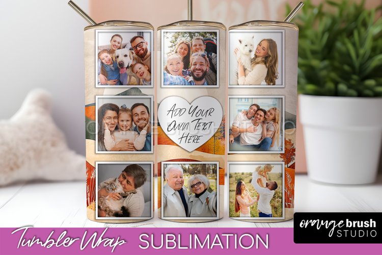 Photo Tumbler Wrap, Boho Family Frame Tumbler Sublimation example image 1