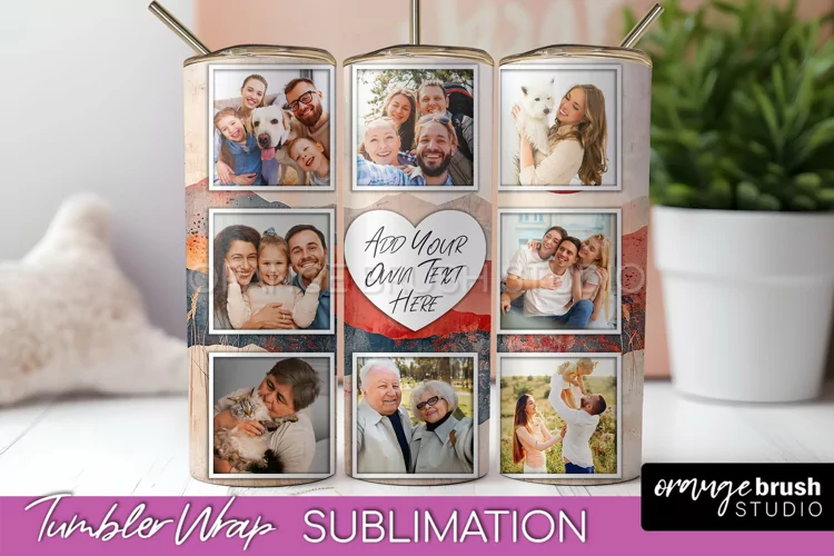 Photo Tumbler Wrap, Boho Family Frame Tumbler Sublimation