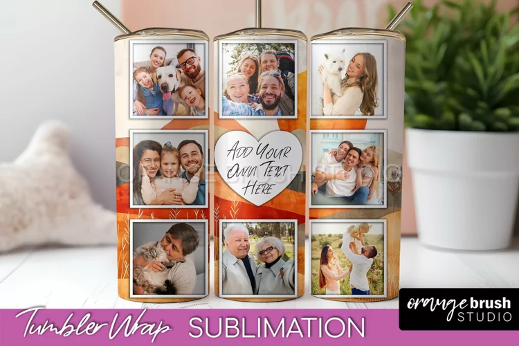 Photo Tumbler Wrap, Boho Family Frame Tumbler Sublimation