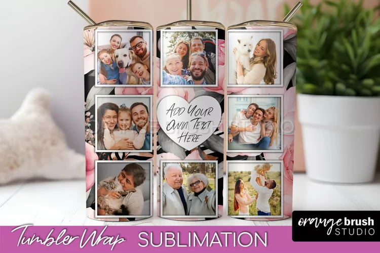 Photo Tumbler Wrap, Floral Picture Frame Tumbler Sublimation