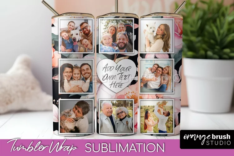 Photo Tumbler Wrap, Floral Picture Frame Tumbler Sublimation