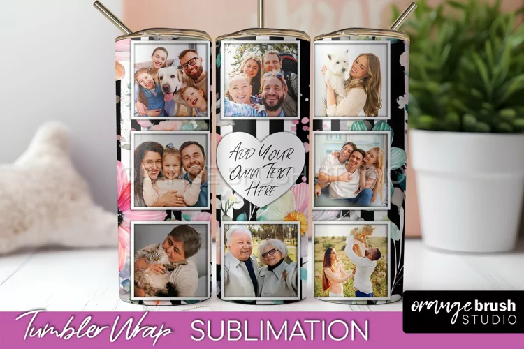 Photo Tumbler Wrap, Floral Picture Frame Tumbler Sublimation