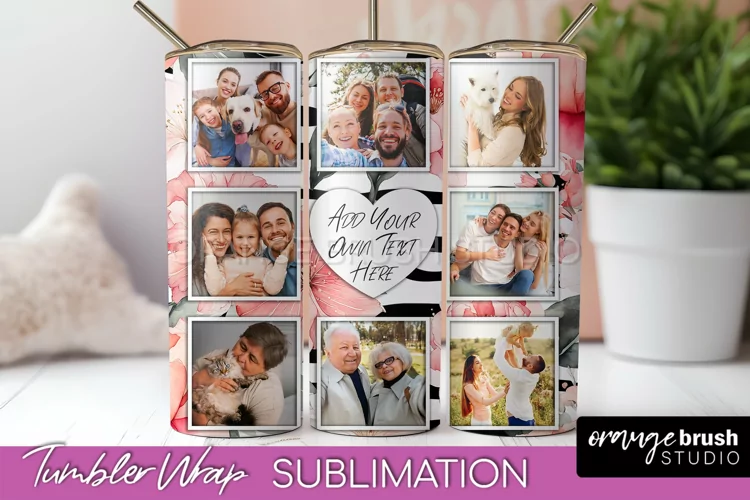 Photo Tumbler Wrap, Floral Picture Frame Tumbler Sublimation