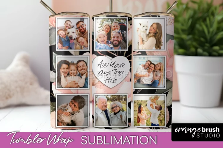 Photo Tumbler Wrap, Floral Picture Frame Tumbler Sublimation