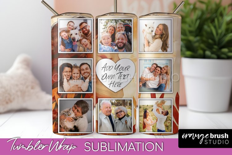 Photo Tumbler Wrap, Boho Family Frame Tumbler Sublimation example image 1