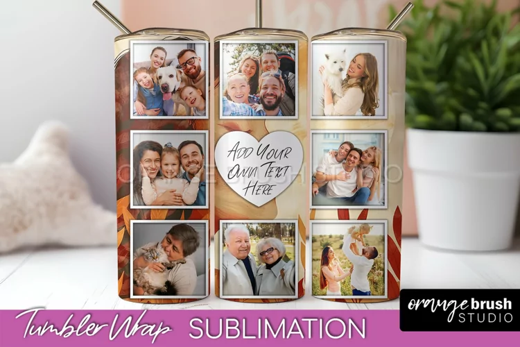 Photo Tumbler Wrap, Boho Family Frame Tumbler Sublimation