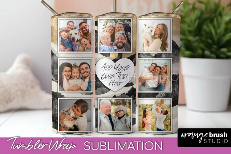 Photo Tumbler Wrap, Boho Family Frame Tumbler Sublimation