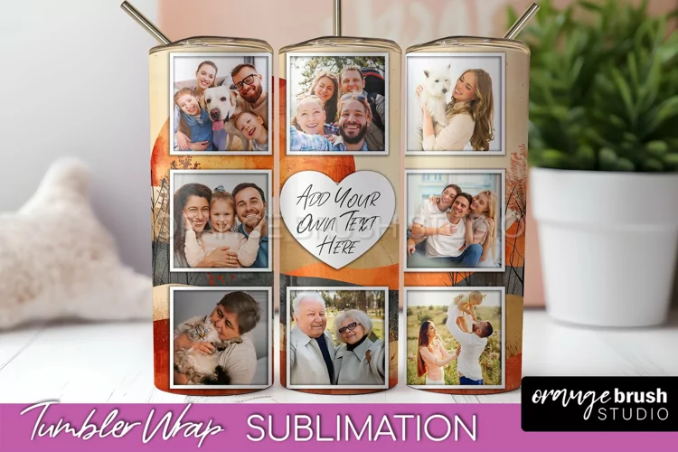 Photo Tumbler Wrap, Boho Family Frame Tumbler Sublimation