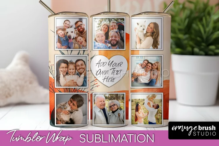 Photo Tumbler Wrap, Boho Family Frame Tumbler Sublimation