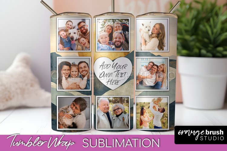 Photo Tumbler Wrap, Boho Family Frame Tumbler Sublimation example image 1