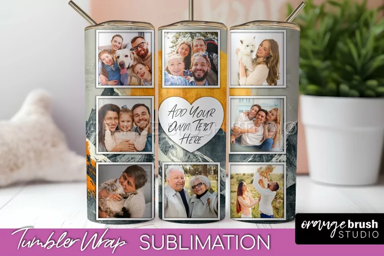 Photo Tumbler Wrap, Boho Family Frame Tumbler Sublimation