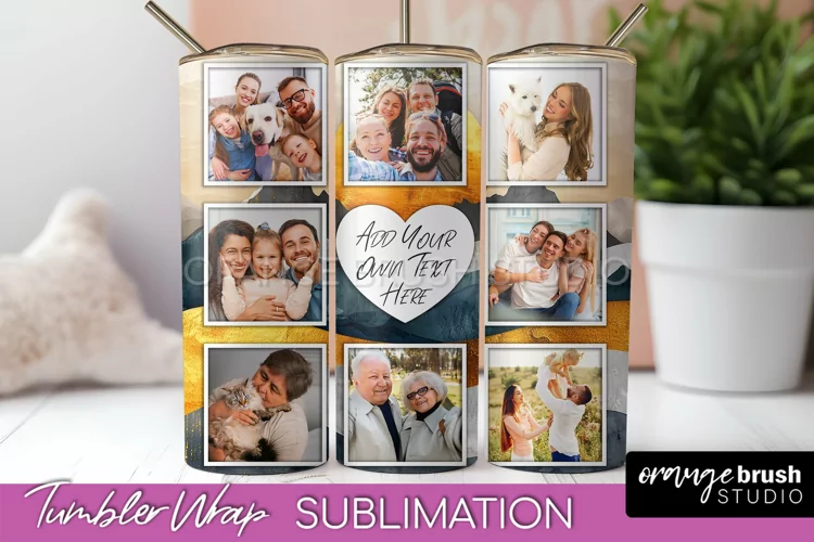 Photo Tumbler Wrap, Boho Family Frame Tumbler Sublimation