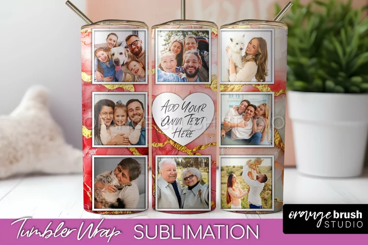Photo Tumbler Wrap, Marble Family Frame Tumbler Sublimation