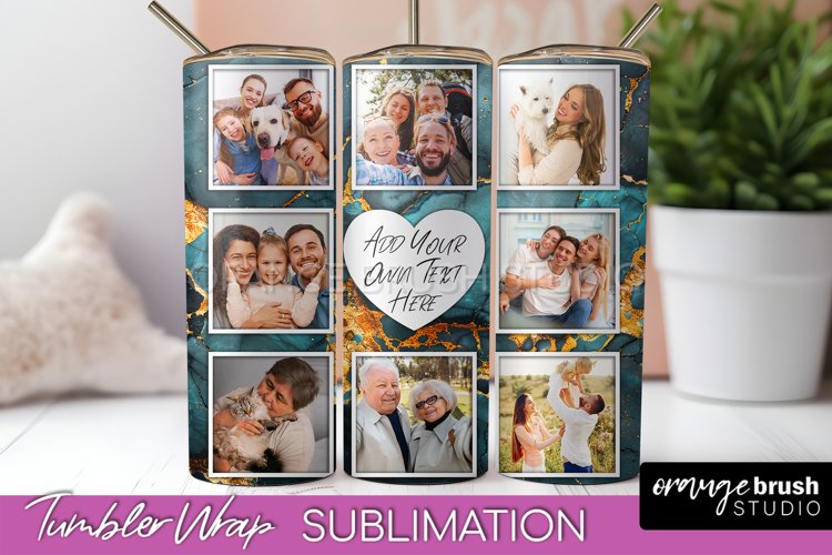 Photo Tumbler Wrap, Marble Family Frame Tumbler Sublimation