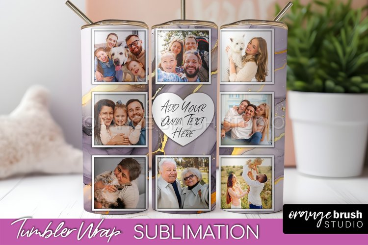Photo Tumbler Wrap, Marble Family Frame Tumbler Sublimation