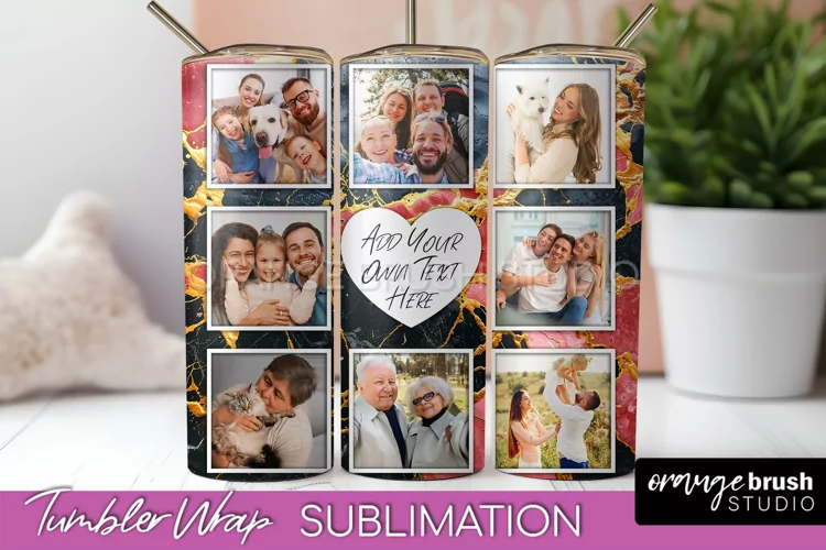 Photo Tumbler Wrap, Marble Family Frame Tumbler Sublimation