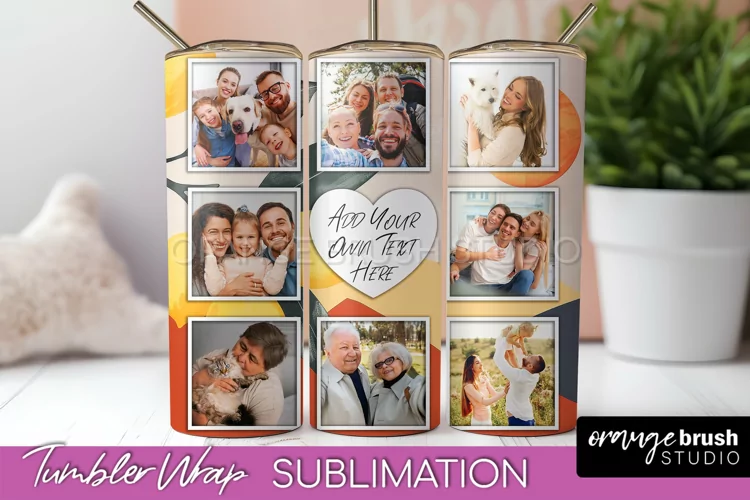 Photo Tumbler Wrap, Boho Family Frame Tumbler Sublimation