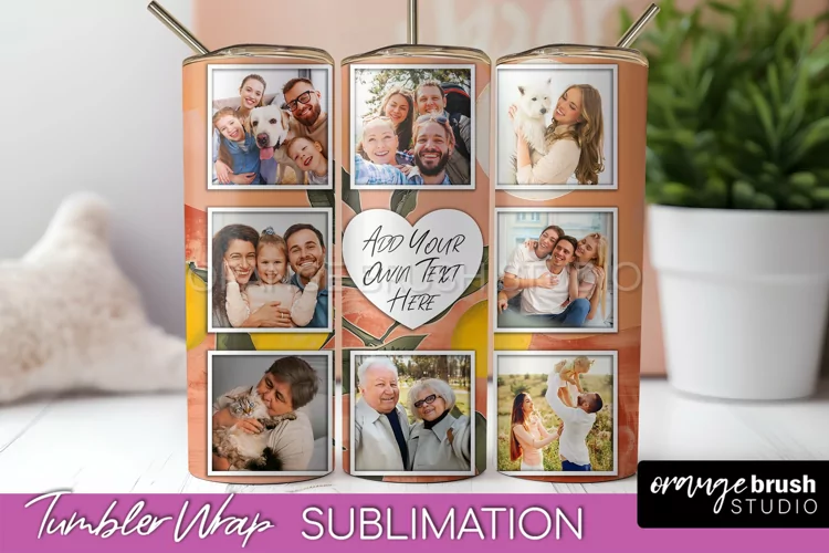 Photo Tumbler Wrap, Boho Family Frame Tumbler Sublimation