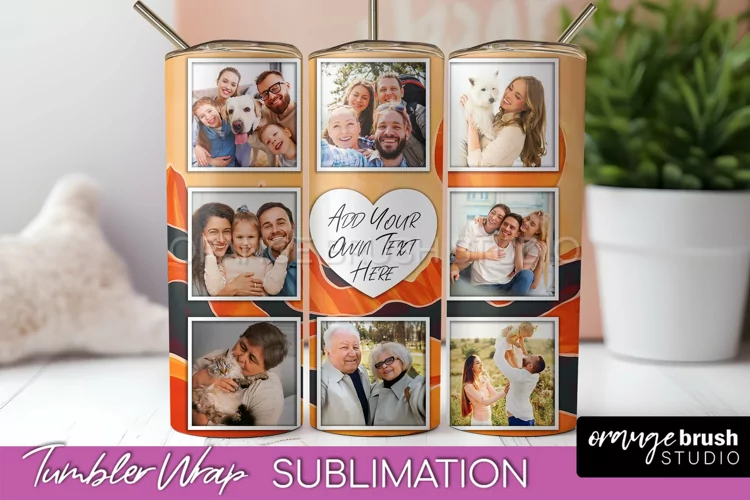 Photo Tumbler Wrap, Boho Family Frame Tumbler Sublimation