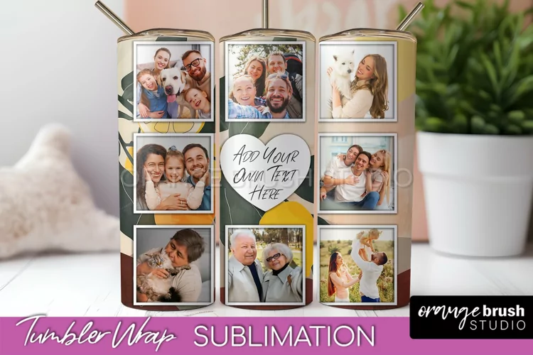 Photo Tumbler Wrap, Boho Family Frame Tumbler Sublimation