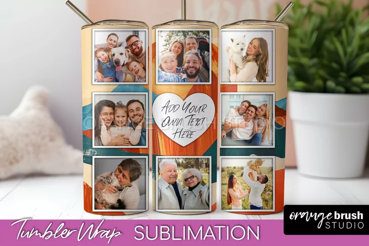 Photo Tumbler Wrap, Boho Family Frame Tumbler Sublimation