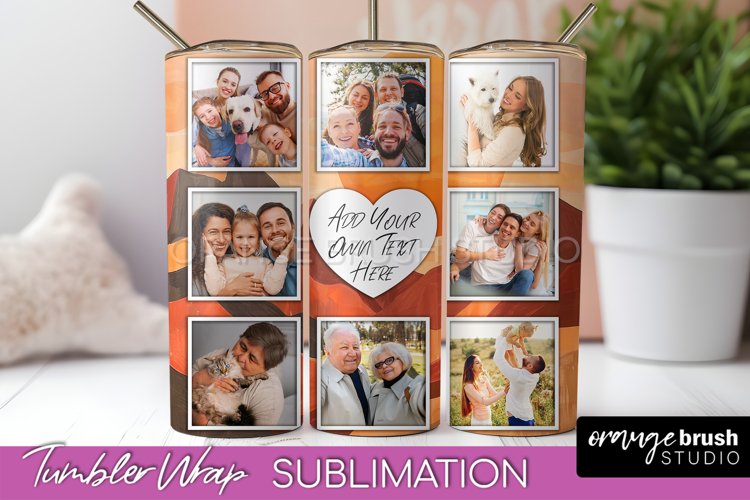Photo Tumbler Wrap, Boho Family Frame Tumbler Sublimation example image 1