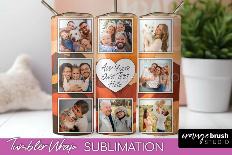 Photo Tumbler Wrap, Boho Family Frame Tumbler Sublimation