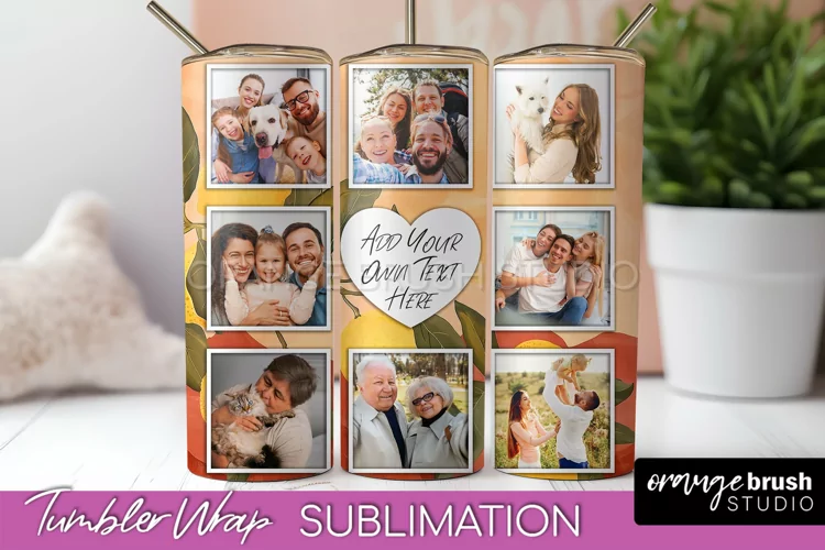 Photo Tumbler Wrap, Boho Family Frame Tumbler Sublimation