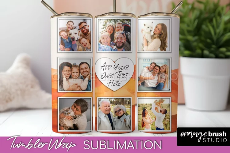 Photo Tumbler Wrap, Boho Family Frame Tumbler Sublimation