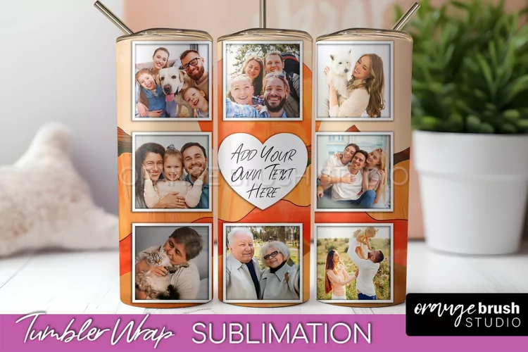 Photo Tumbler Wrap, Boho Family Frame Tumbler Sublimation