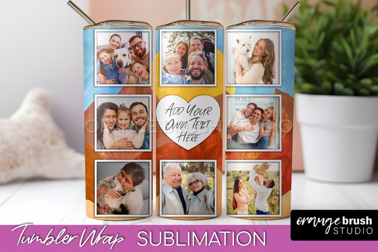 Photo Tumbler Wrap, Boho Family Frame Tumbler Sublimation example image 1
