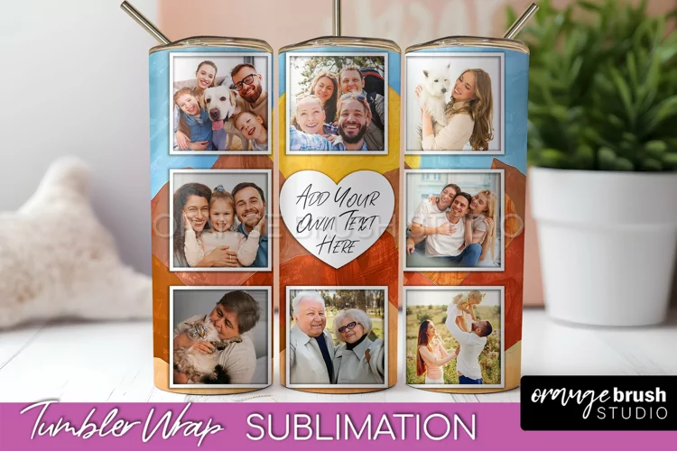 Photo Tumbler Wrap, Boho Family Frame Tumbler Sublimation