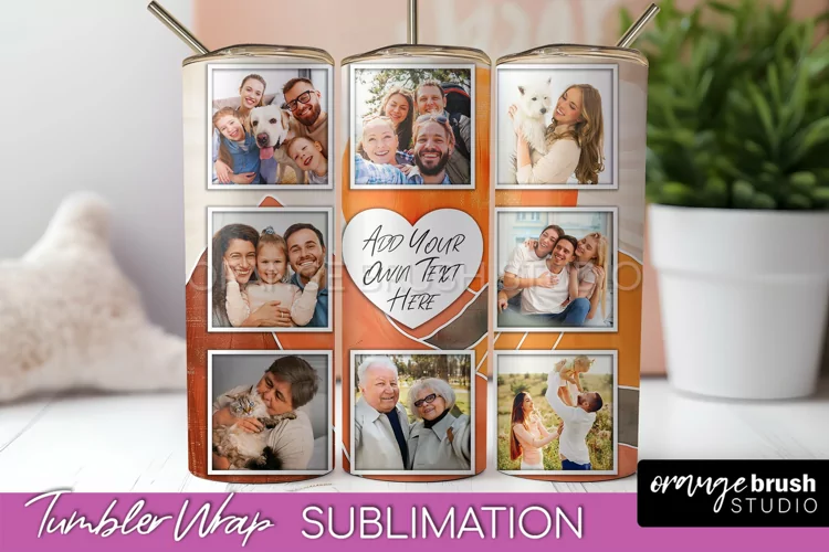 Photo Tumbler Wrap, Boho Family Frame Tumbler Sublimation