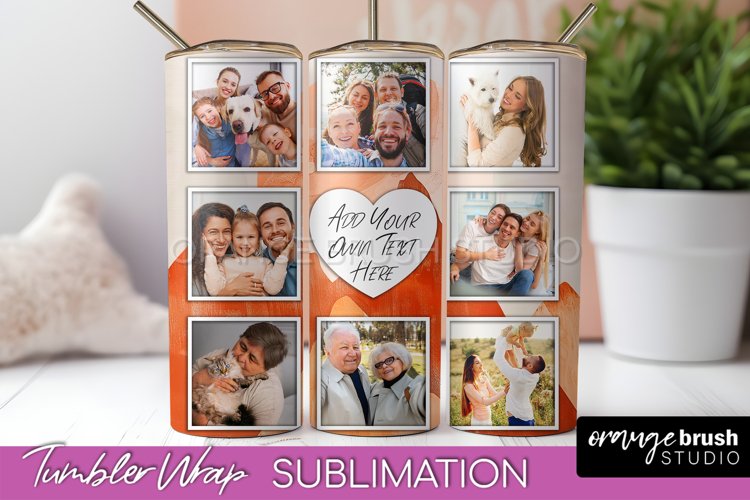Photo Tumbler Wrap, Boho Family Frame Tumbler Sublimation example image 1