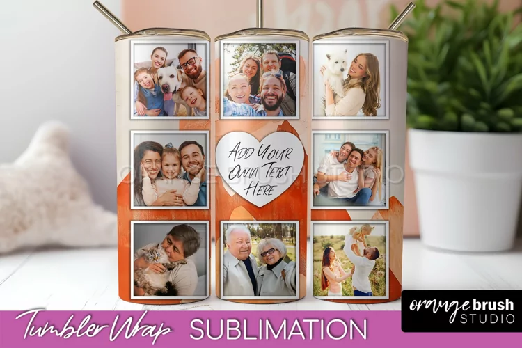 Photo Tumbler Wrap, Boho Family Frame Tumbler Sublimation