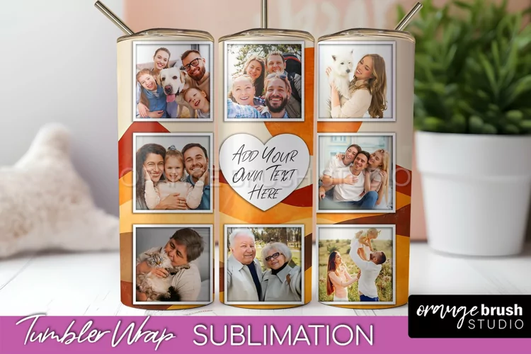Photo Tumbler Wrap, Boho Family Frame Tumbler Sublimation