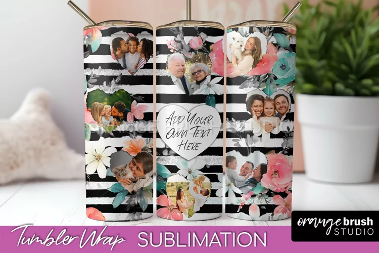 Photo Tumbler Wrap, Floral Picture Frame Tumbler Sublimation