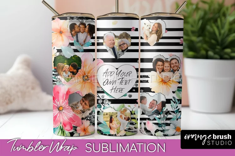 Photo Tumbler Wrap, Floral Picture Frame Tumbler Sublimation