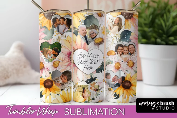 Photo Tumbler Wrap, Floral Picture Frame Tumbler Sublimation