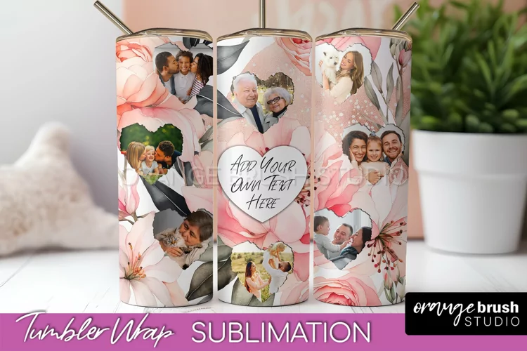 Photo Tumbler Wrap, Floral Picture Frame Tumbler Sublimation