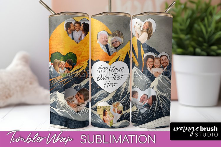 Photo Tumbler Wrap, Boho Family Frame Tumbler Sublimation