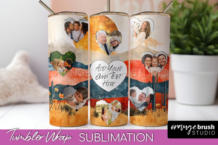 Photo Tumbler Wrap, Boho Family Frame Tumbler Sublimation