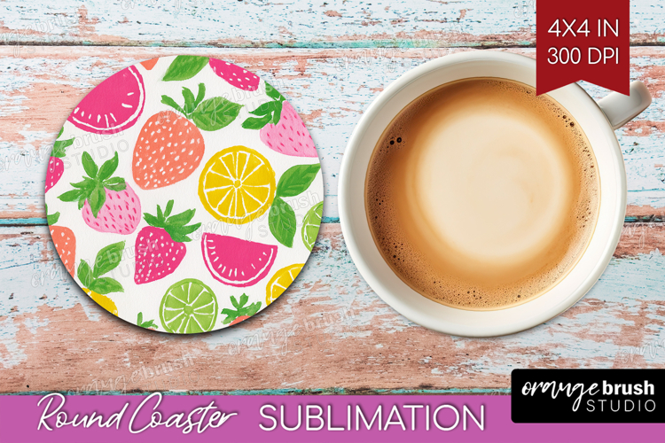 Abstract Fruit Round Coaster - Tutti Frutti Coaster PNG