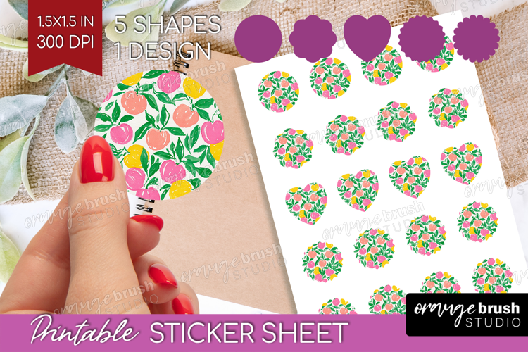 Abstract Fruit Round Sticker - Tutti Frutti Printable Sheet