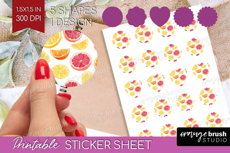 Abstract Fruit Round Sticker - Tutti Frutti Printable Sheet